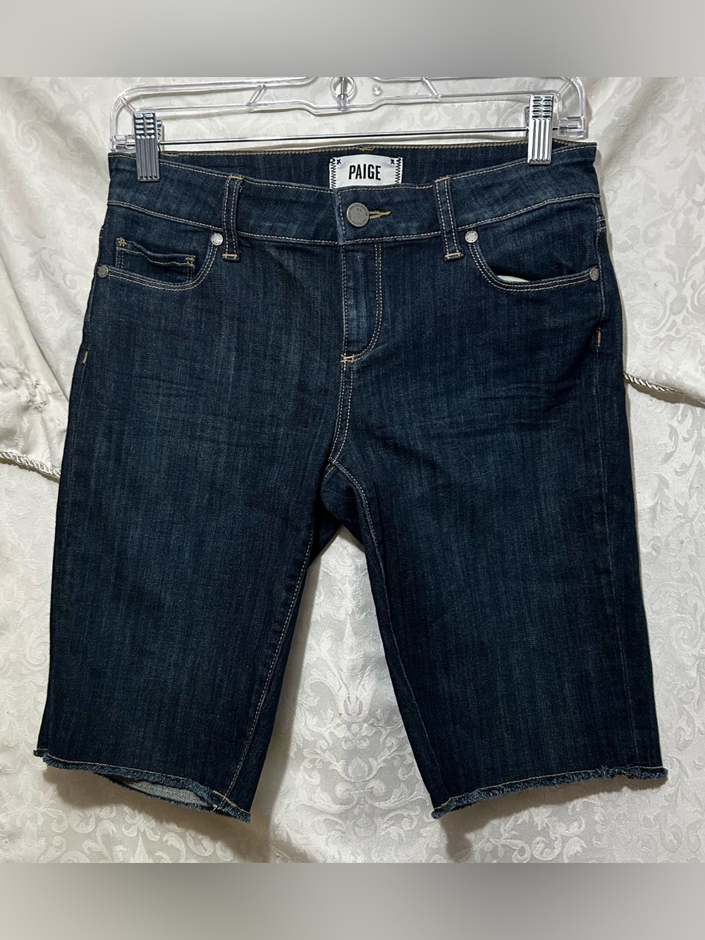 PAIGE Dark Indigo Denim Bermuda Shorts